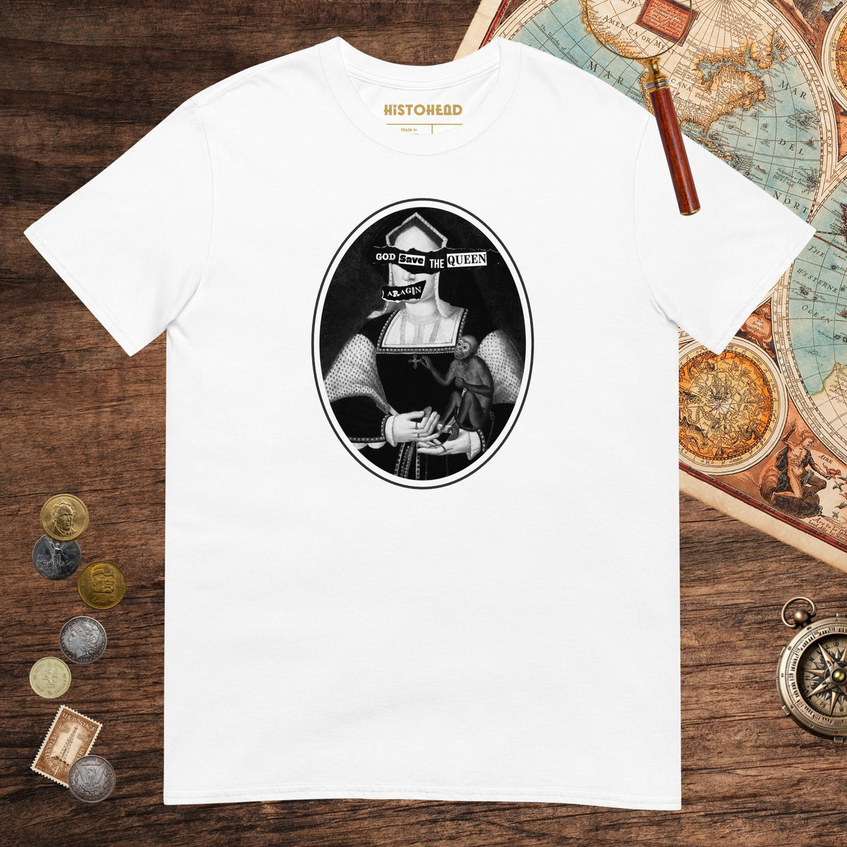 White God Save the Queen Katherine of Aragon Tee - history buff gift by HistoHead