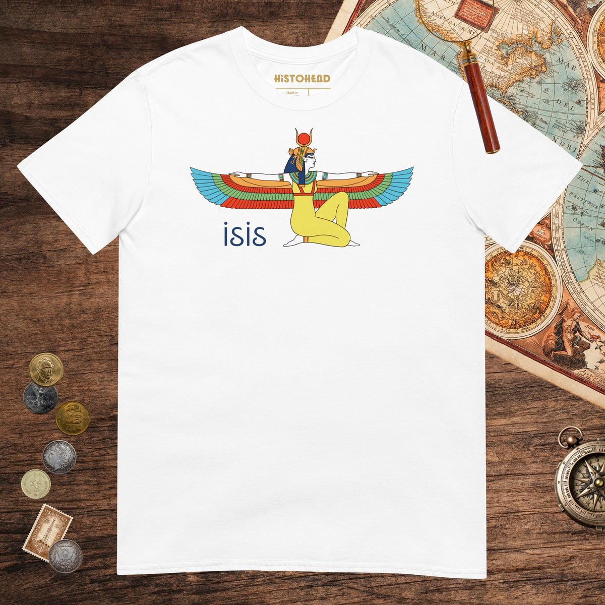 White Egyptian Goddess Isis Tee - history buff gift by HistoHead
