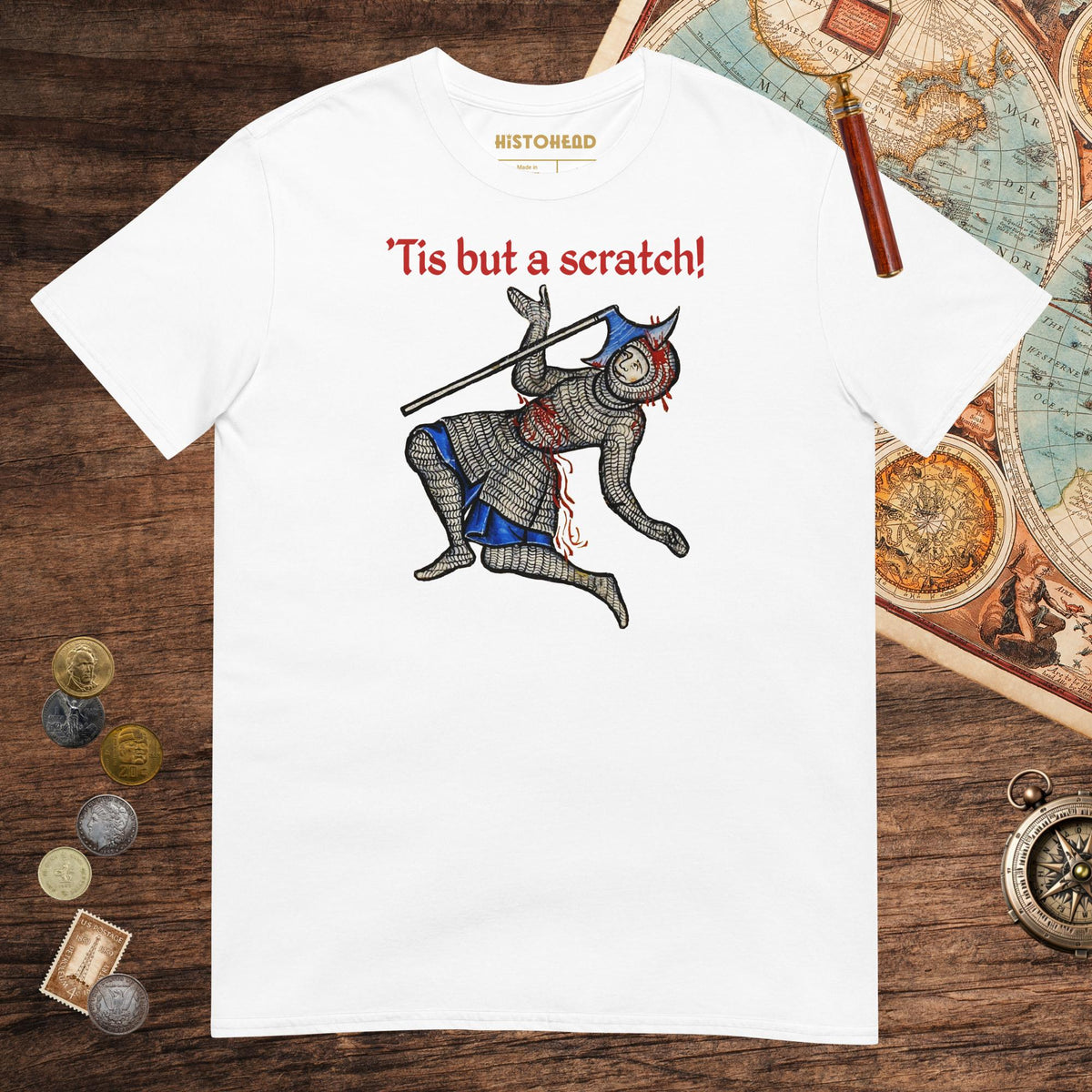 White Tis But A Scratch Tee - history buff gift by HistoHead