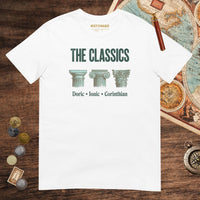 White The Classics Doric Ionic Corinthian Tee - history buff gift by HistoHead