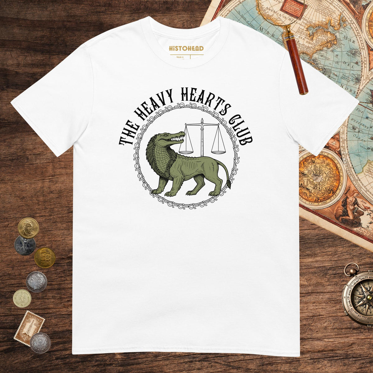 White The Heavy Hearts Club Tee - history buff gift by HistoHead