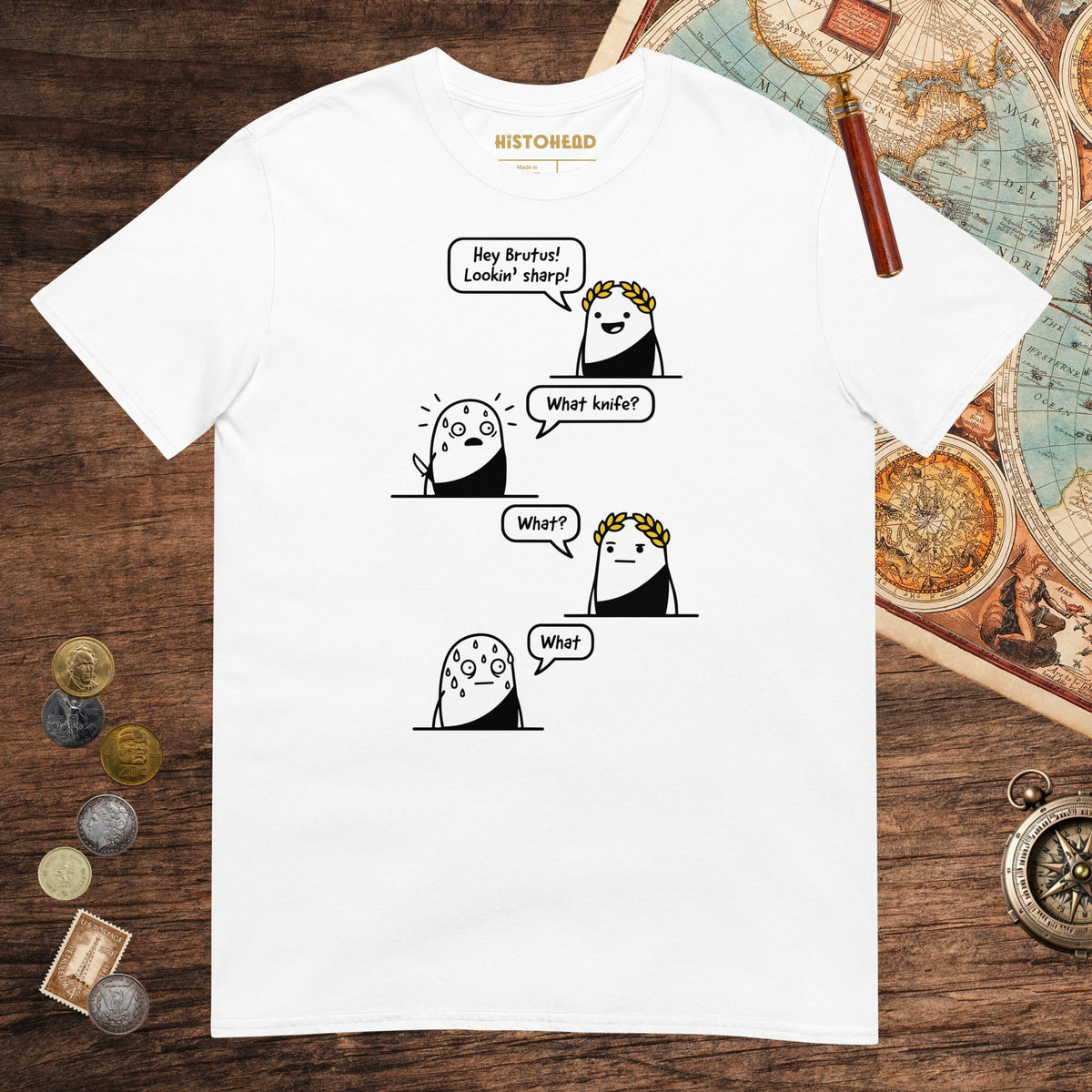White Caesar and Brutus Comics Tee - history buff gift by HistoHead