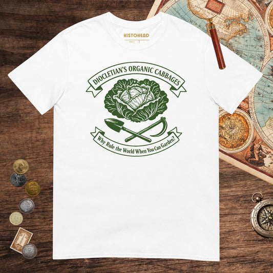 White Diocletian's Cabbage Tee - history buff gift by HistoHead