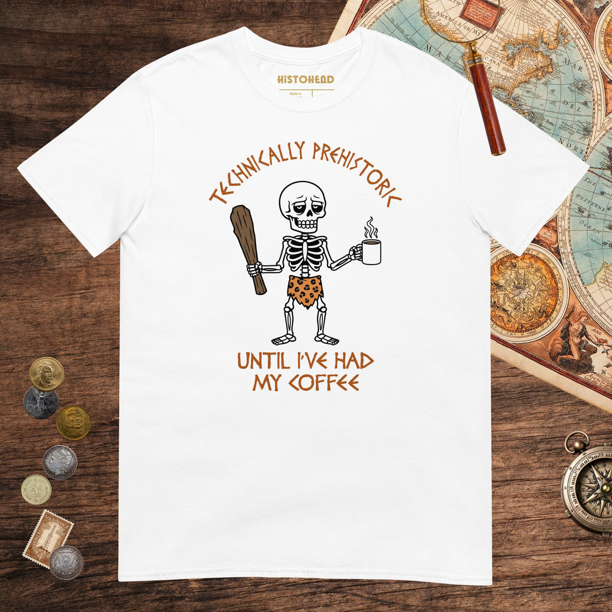 White Until I've Had My Coffee Tee - history buff gift by HistoHead
