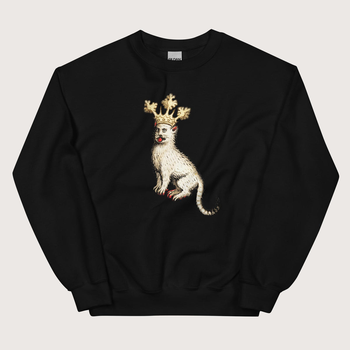 Black Medieval Cat King Sweatshirt - history buff gift by HistoHead
