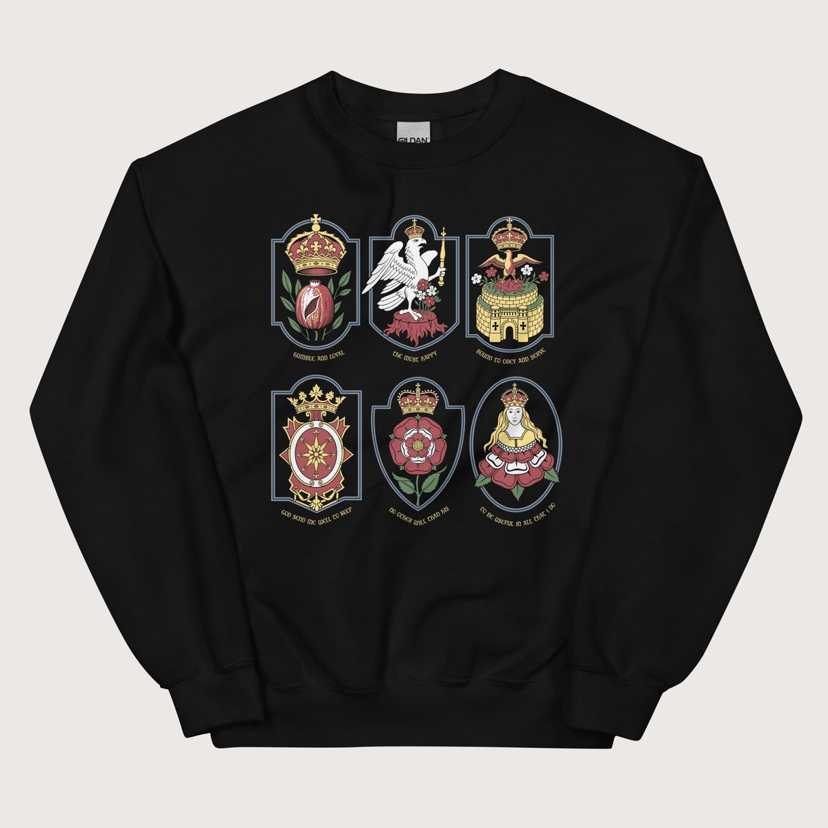 Black Six Wives Badges Sweatshirt - history buff gift by HistoHead