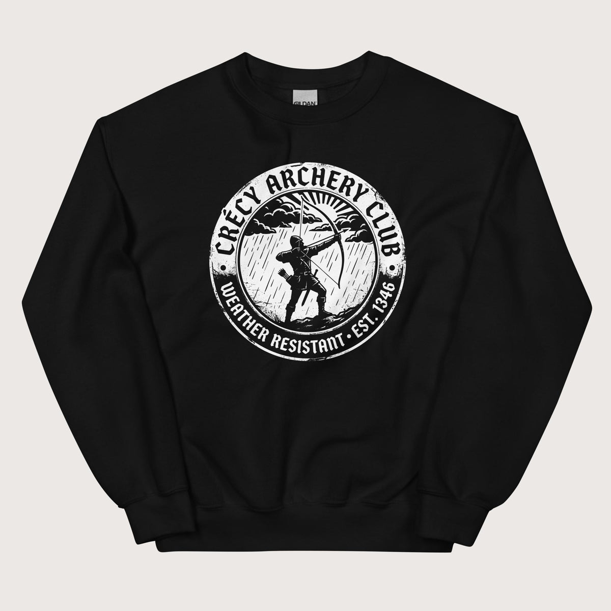 Black Crecy Archery Club Sweatshirt - history buff gift by HistoHead