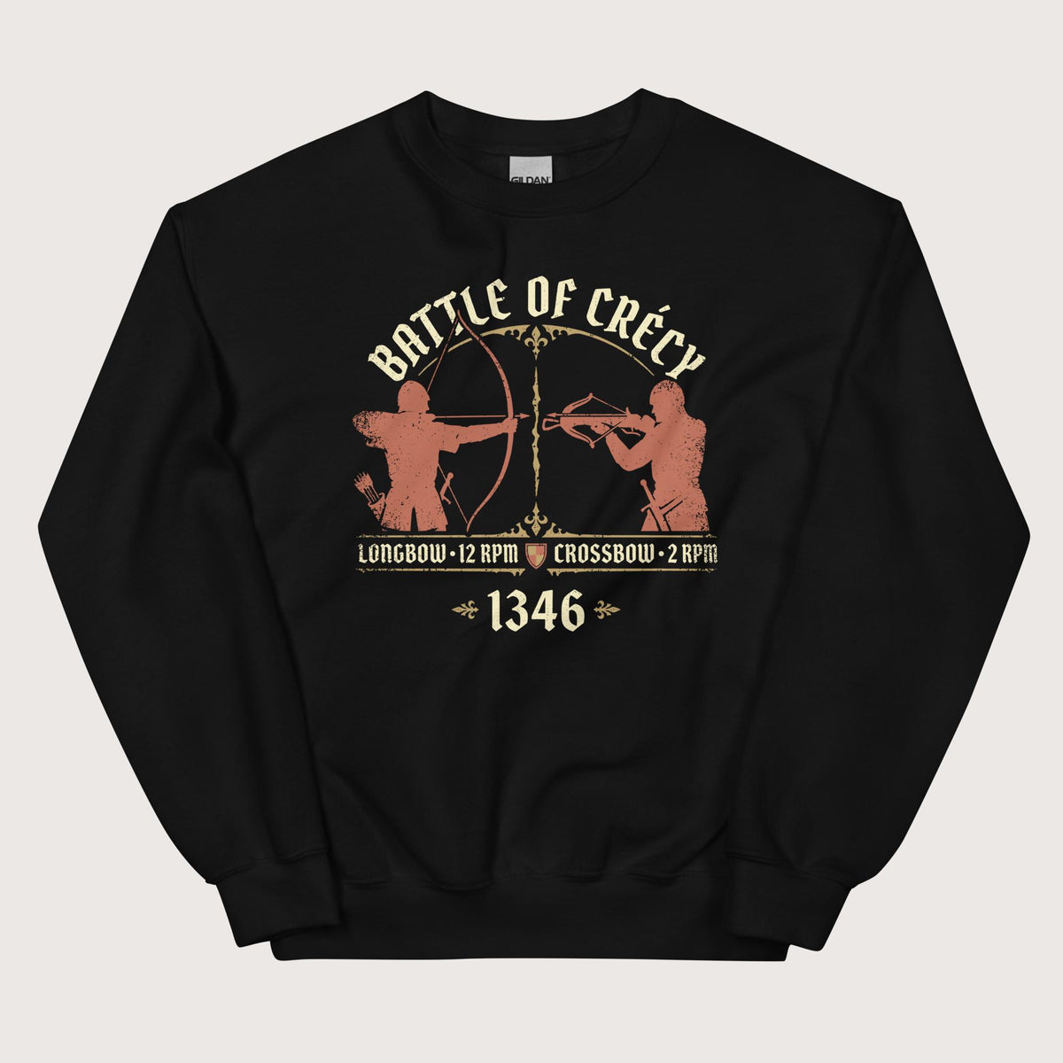 Black Battle of Crecy 1346 Sweatshirt - history buff gift by HistoHead