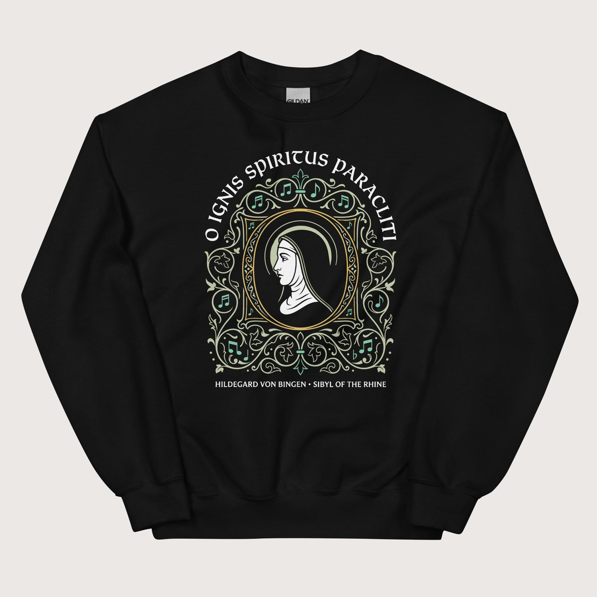 Black Hildegard von Bingen Sweatshirt - history buff gift by HistoHead