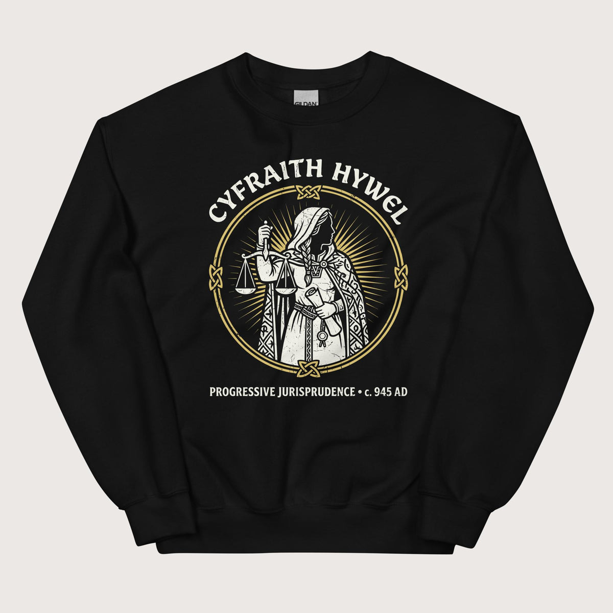 Black Cyfraith Hywel Progressive Jurisprudence Sweatshirt - history buff gift by HistoHead