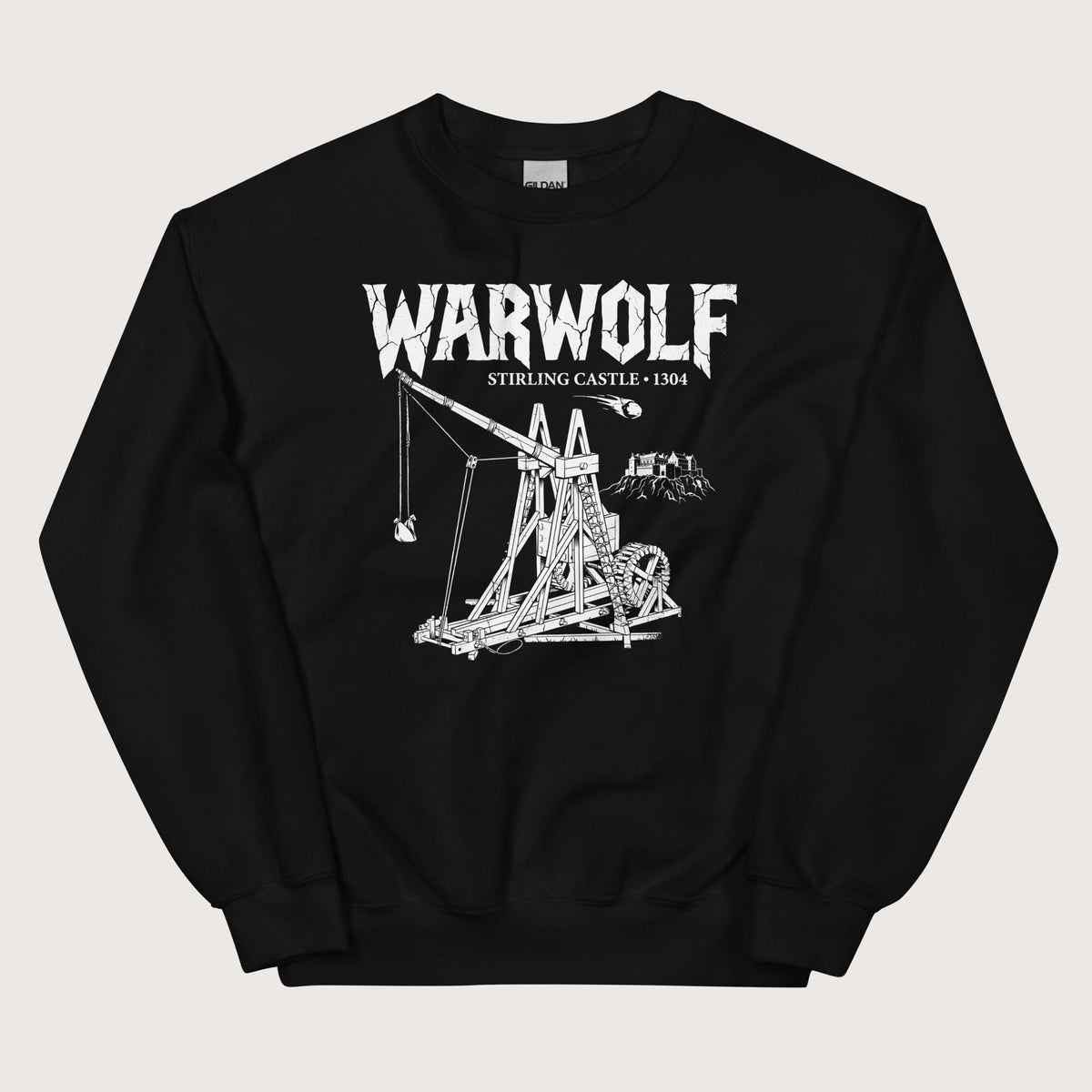 Black Warwolf Trebuchet Sweatshirt - history buff gift by HistoHead