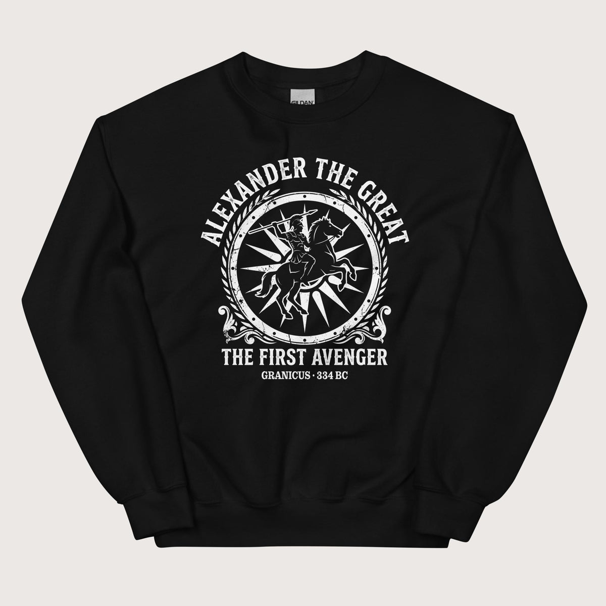 Black Alexander the Great First Avenger Sweatshirt - history buff gift by HistoHead