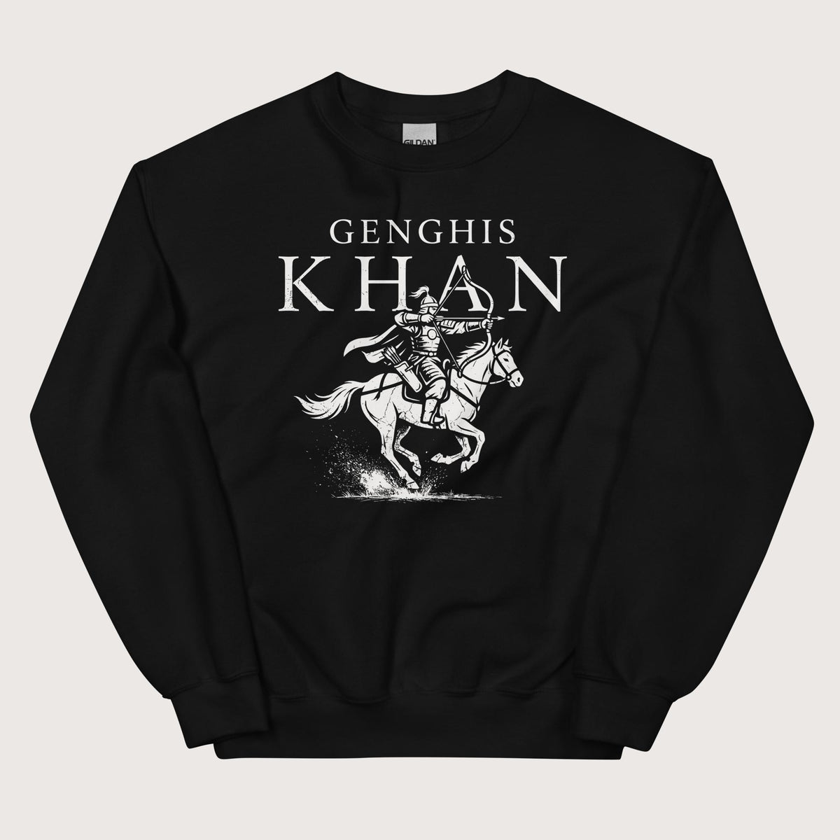 Black Genghis Khan Sweatshirt - history buff gift by HistoHead
