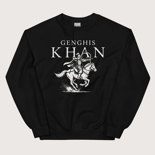 Black Genghis Khan Sweatshirt - history buff gift by HistoHead