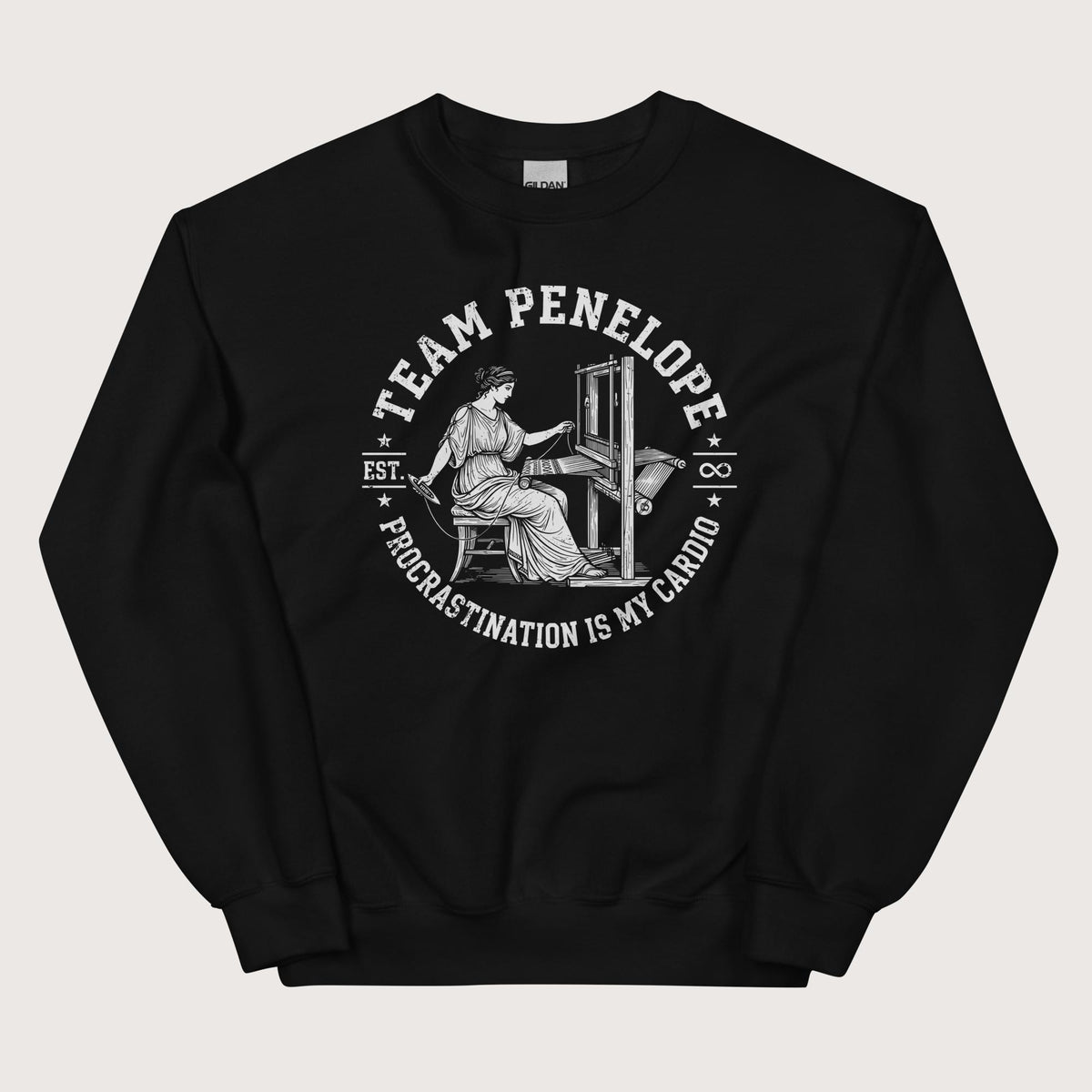 Black Team Penelope Procrastination Sweatshirt - history buff gift by HistoHead
