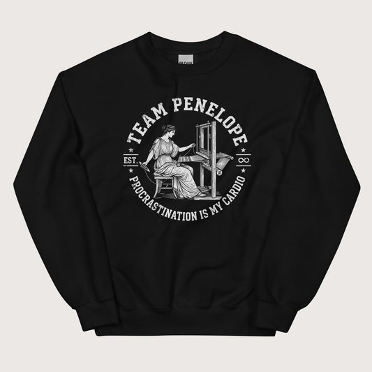 Black Team Penelope Procrastination Sweatshirt - history buff gift by HistoHead