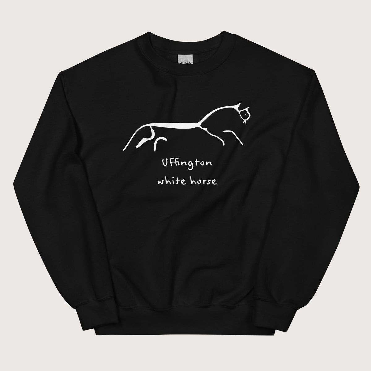 Black Uffington White Horse Sweatshirt - history buff gift by HistoHead