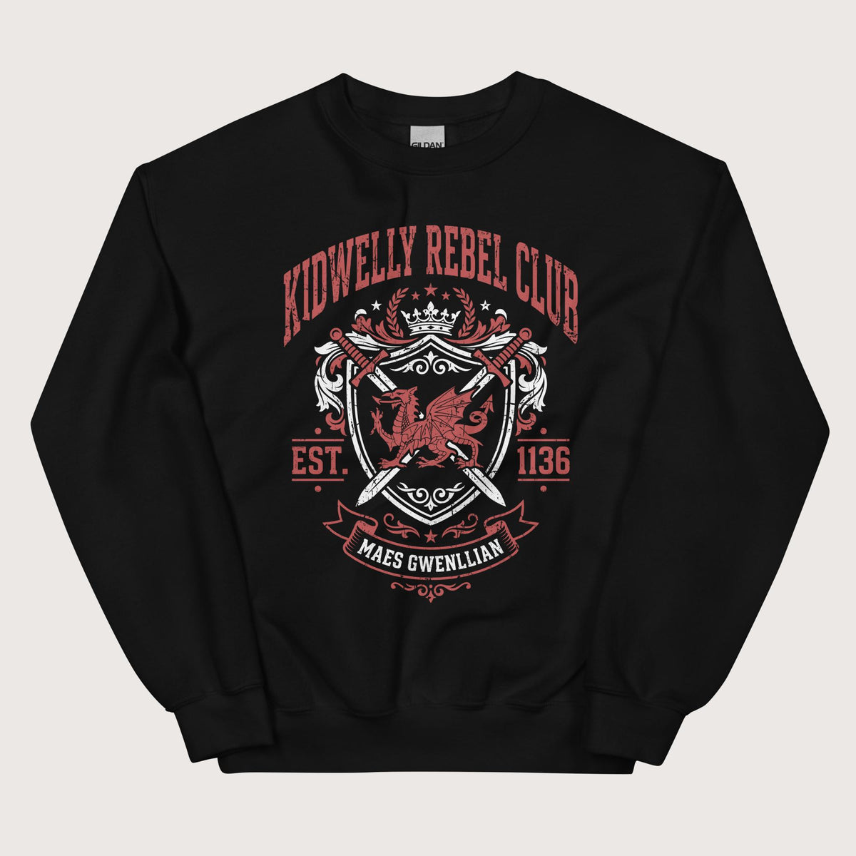 Black Kidwelly Rebel Club Maes Gwenllian 1136 Sweatshirt - history buff gift by HistoHead