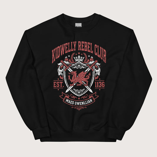 Black Kidwelly Rebel Club Maes Gwenllian 1136 Sweatshirt - history buff gift by HistoHead