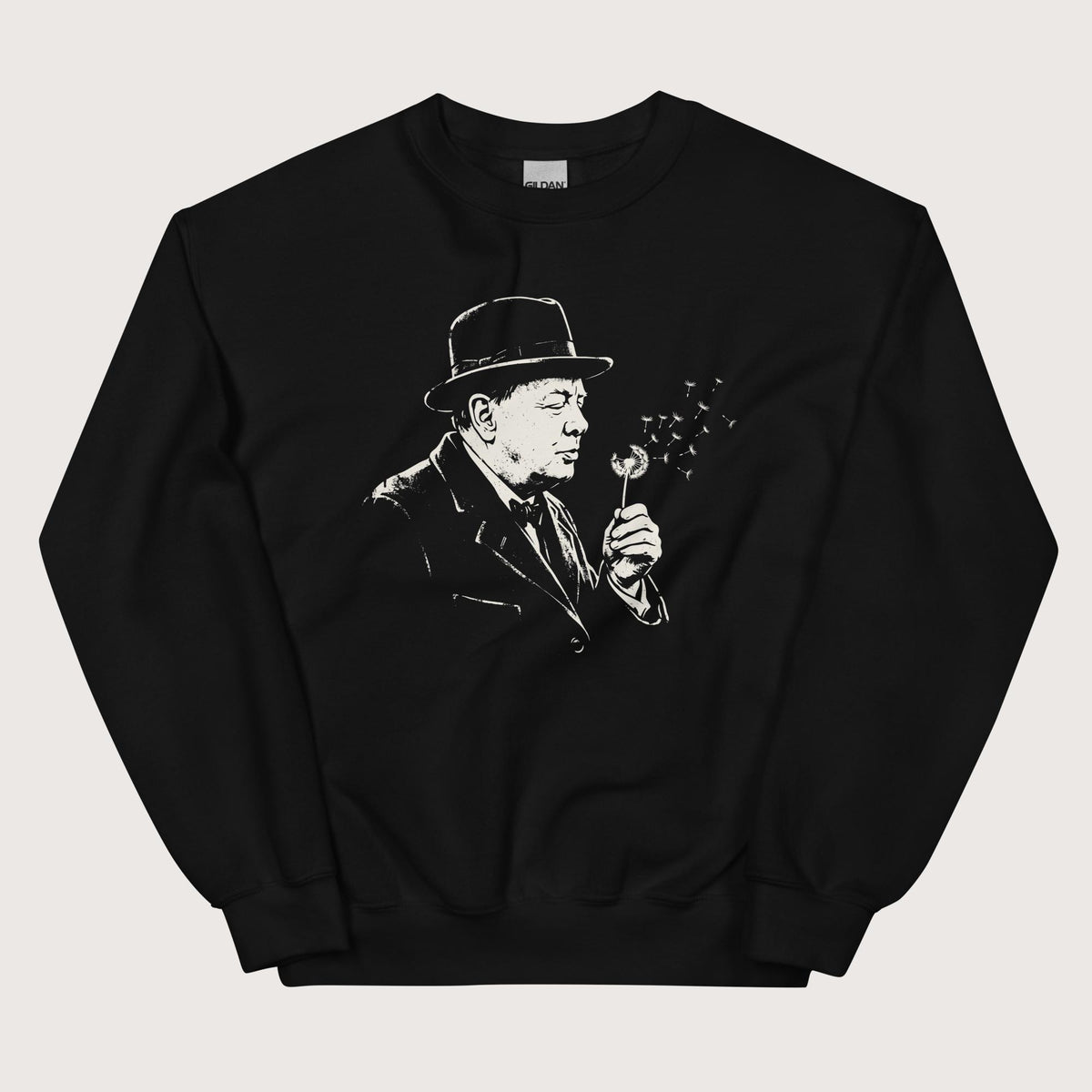 Black Winston Churchill Blowing Wishes Sweatshirt - history buff gift by HistoHead