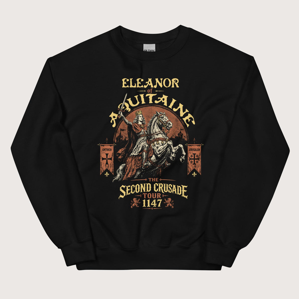 Black Eleanor of Aquitaine Second Crusade Tour Sweatshirt - history buff gift by HistoHead