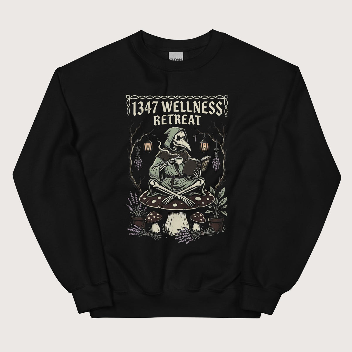 Black Plague Doctor Wellness Retreat Sweatshirt - history buff gift by HistoHead