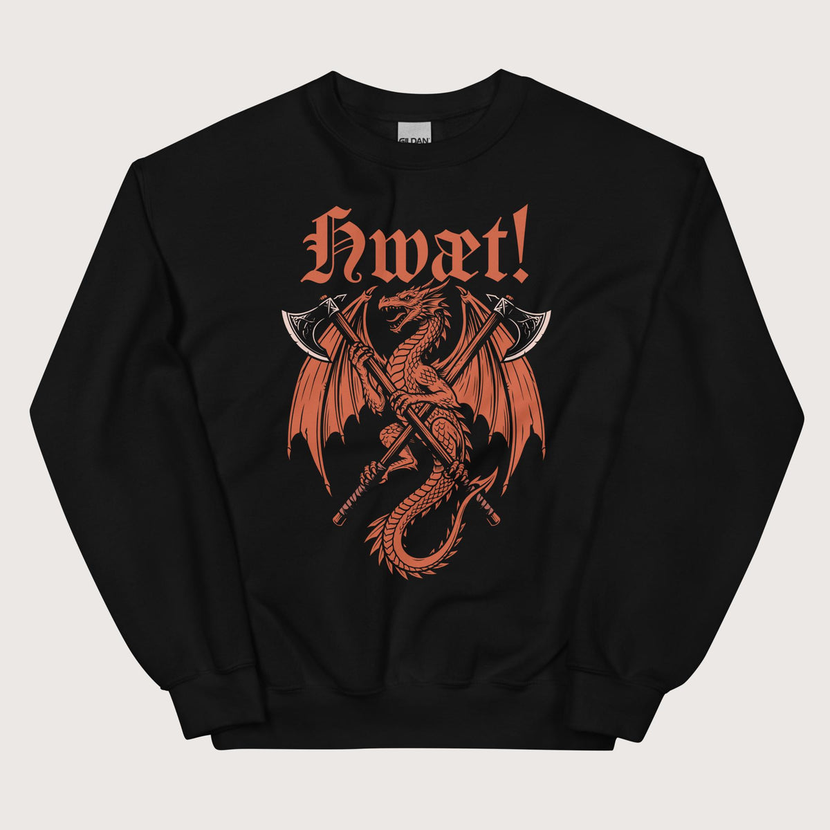 Black Hwæt Dragon Axe Sweatshirt - history buff gift by HistoHead