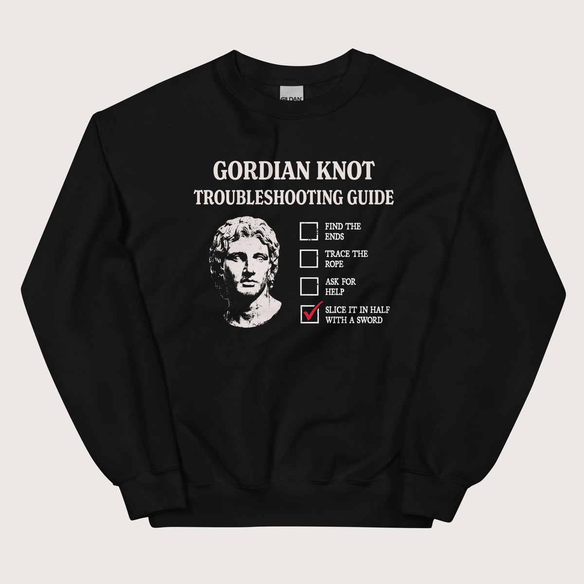 Black Alexander's Gordian Knot Guide Sweatshirt - history buff gift by HistoHead