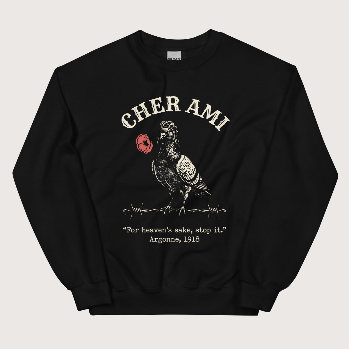 Black Cher Ami Sweatshirt - history buff gift by HistoHead