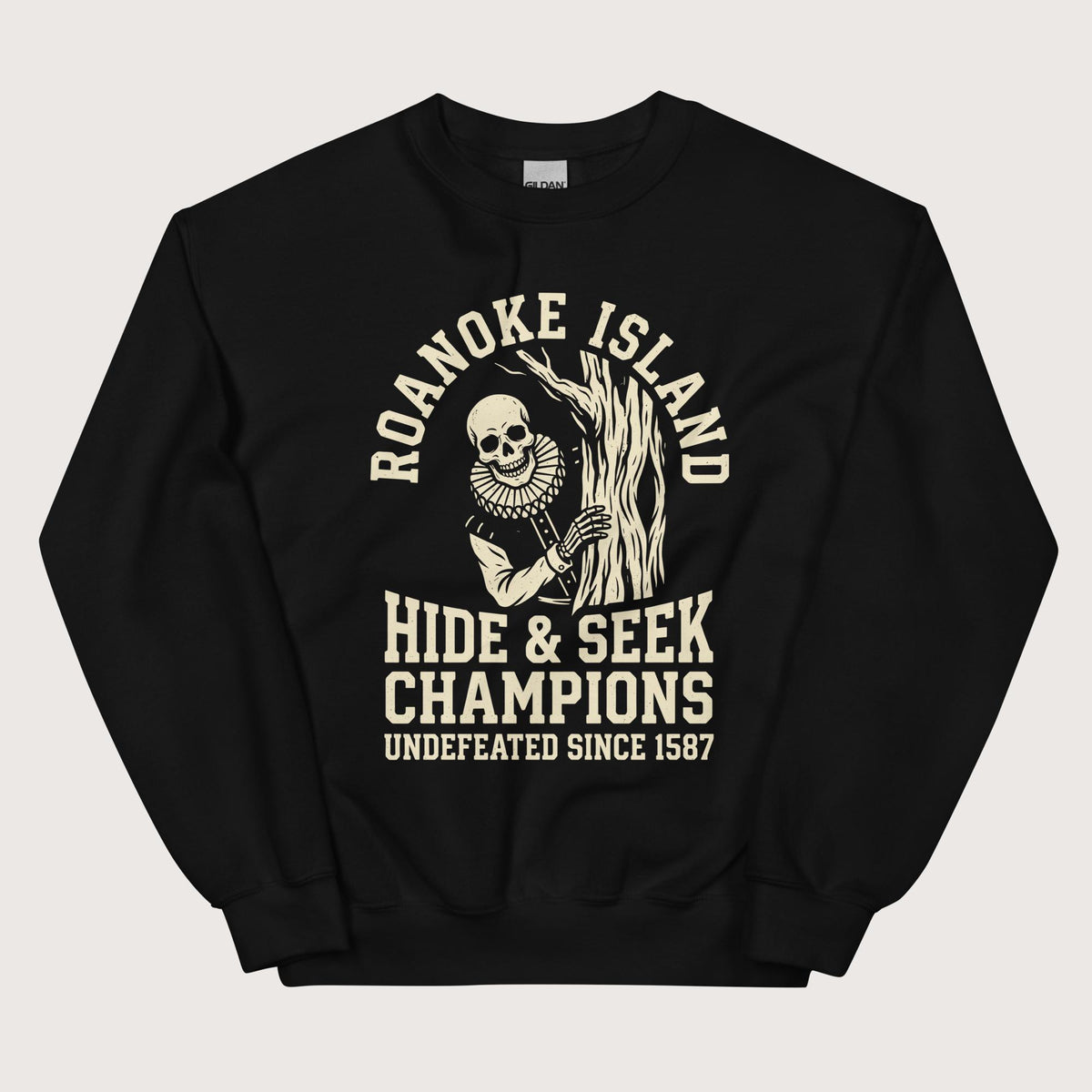 Black Roanoke Island Hide & Seek Sweatshirt - history buff gift by HistoHead