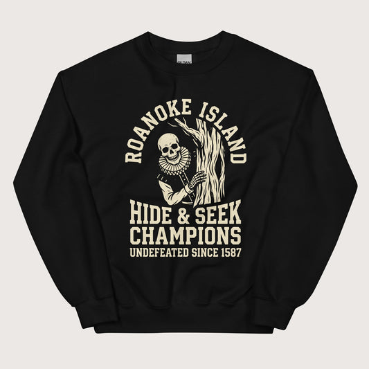 Black Roanoke Island Hide & Seek Sweatshirt - history buff gift by HistoHead