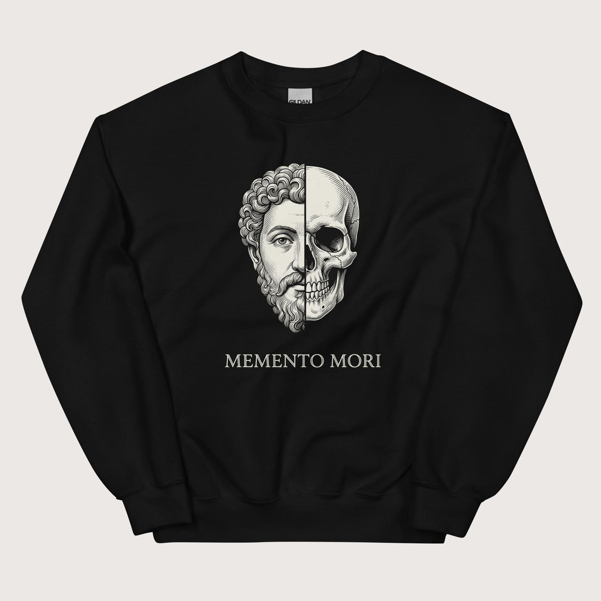 Black Marcus Aurelius Skull Sweatshirt - history buff gift by HistoHead