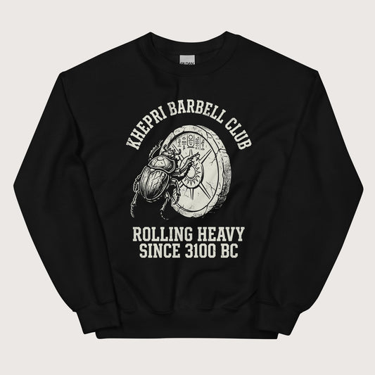 Black Khepri Barbell Club Sweatshirt - history buff gift by HistoHead