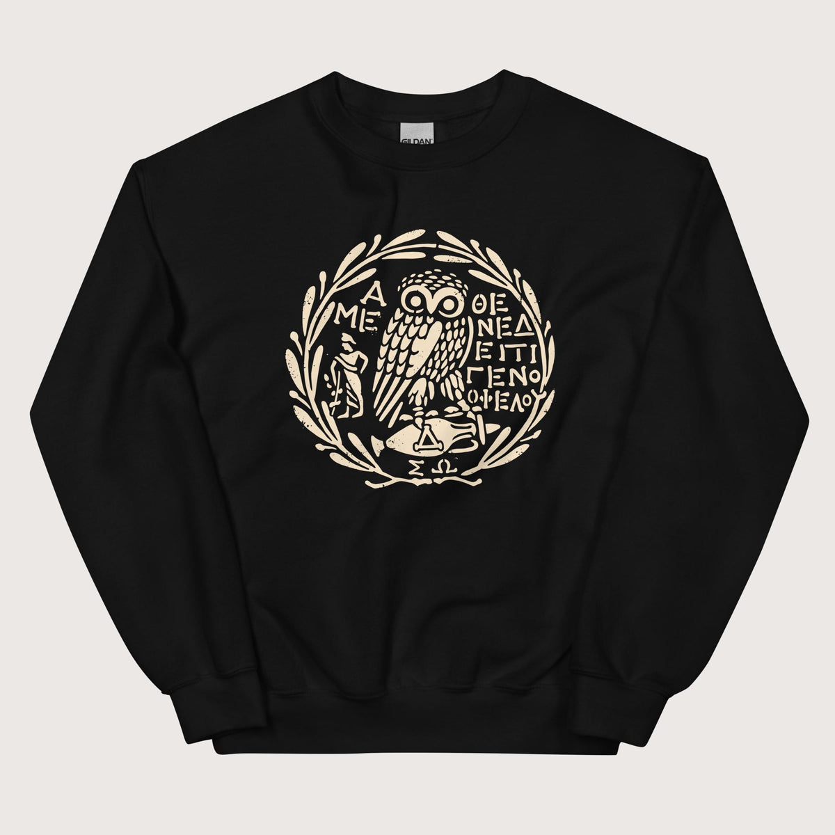 Black Owl of Athena 2 Sweatshirt - history buff gift by HistoHead