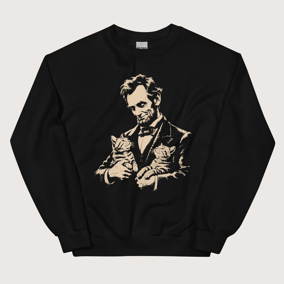 Black Lincoln's Cats Sweatshirt - history buff gift by HistoHead