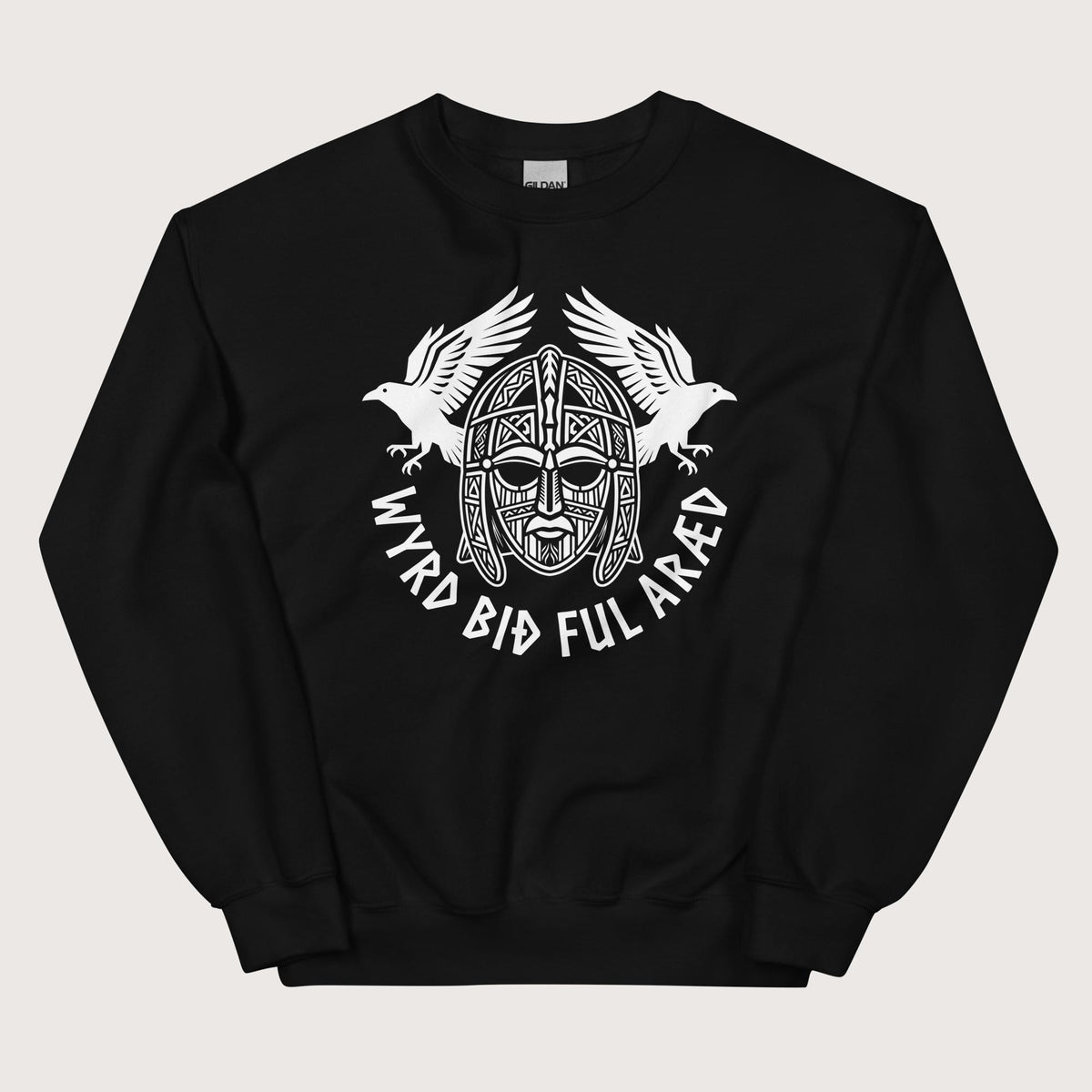 Black Wyrd Bið Ful Aræd Sutton Hoo Helmet Edition Sweatshirt - history buff gift by HistoHead