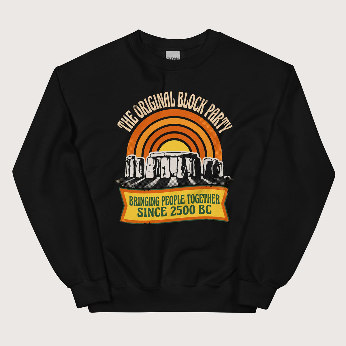Black Stonehenge Block Party Sweatshirt - history buff gift by HistoHead