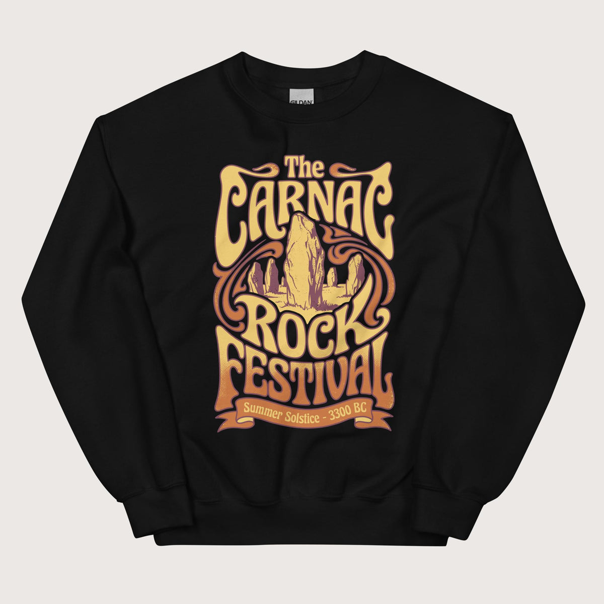 Black Carnac Rock Festival Sweatshirt - history buff gift by HistoHead