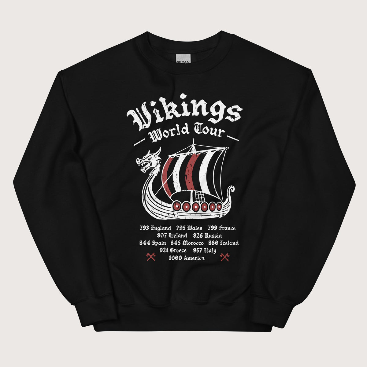 Black Vikings World Tour Sweatshirt - history buff gift by HistoHead