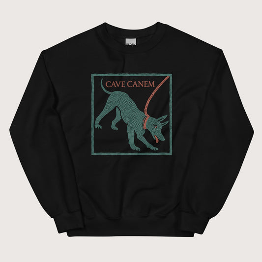 Black Cave Canem Pompeii Mosaic Sweatshirt - history buff gift by HistoHead