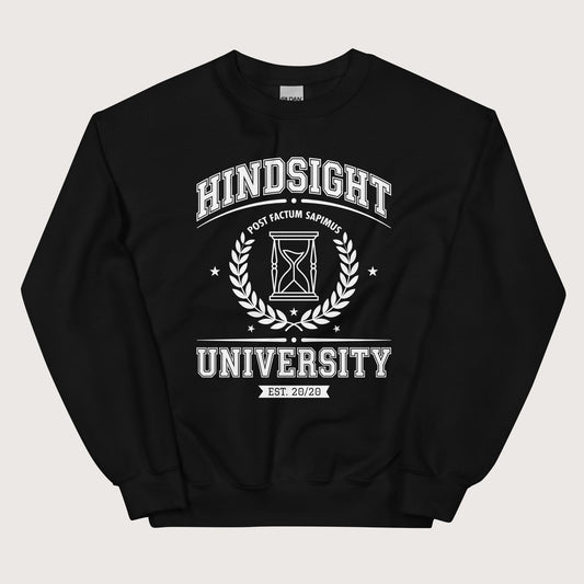 Black Hindsight University Sweatshirt - history buff gift by HistoHead