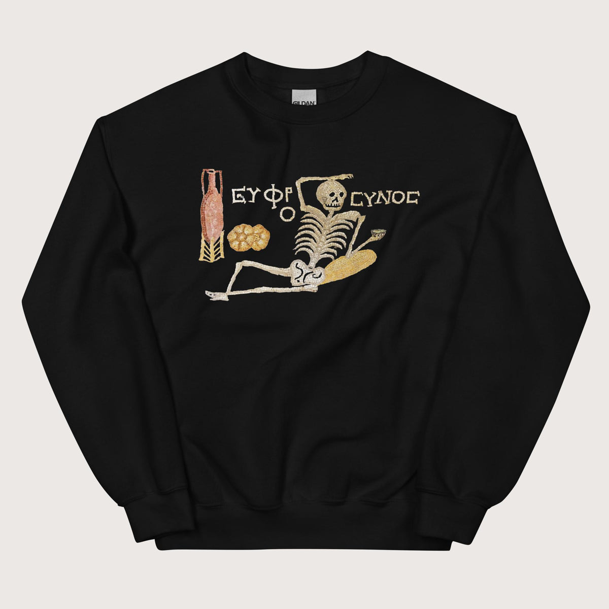Black Skeleton Mosaic Sweatshirt - history buff gift by HistoHead