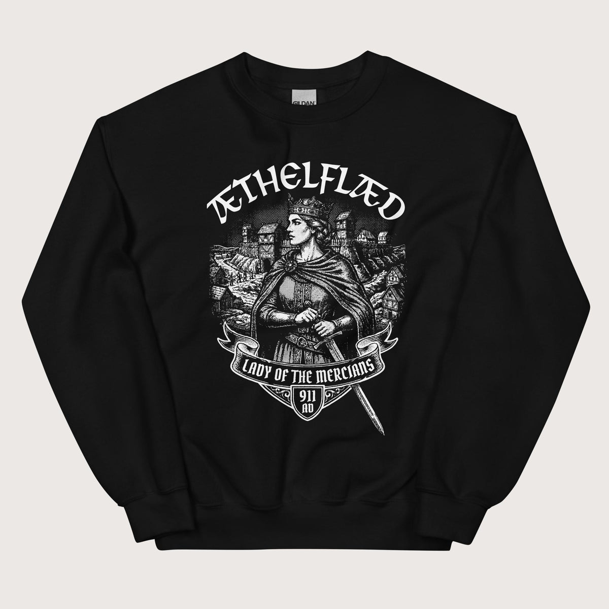 Black Æthelflæd Lady of the Mercians Sweatshirt - history buff gift by HistoHead