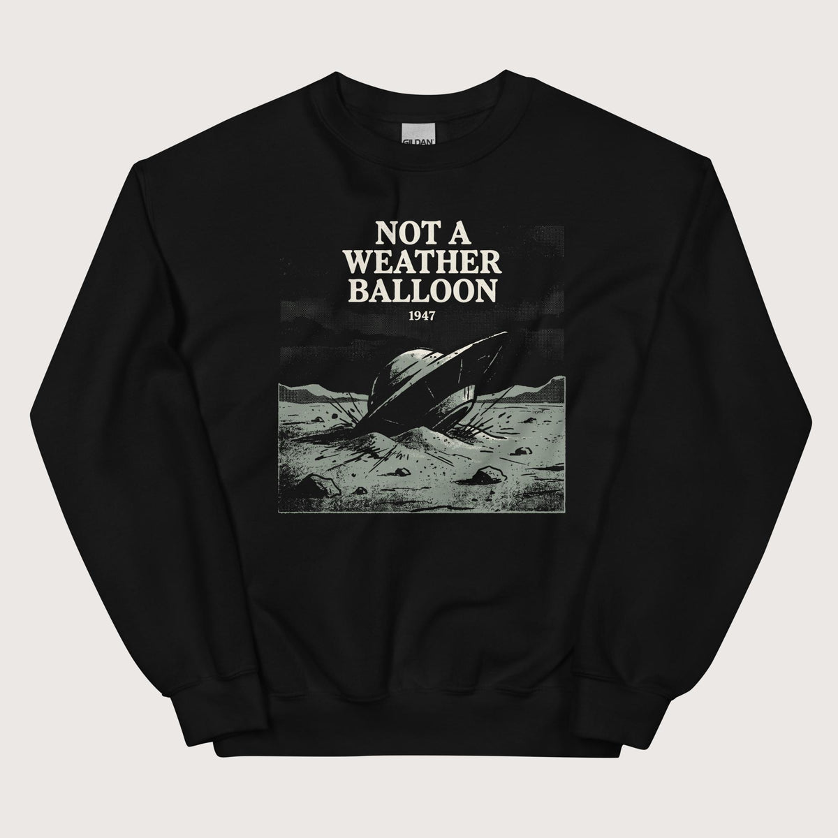 Black Roswell Weather Balloon Sweatshirt - history buff gift by HistoHead