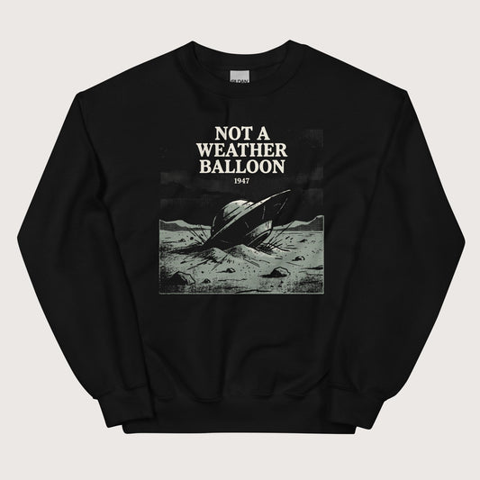 Black Roswell Weather Balloon Sweatshirt - history buff gift by HistoHead