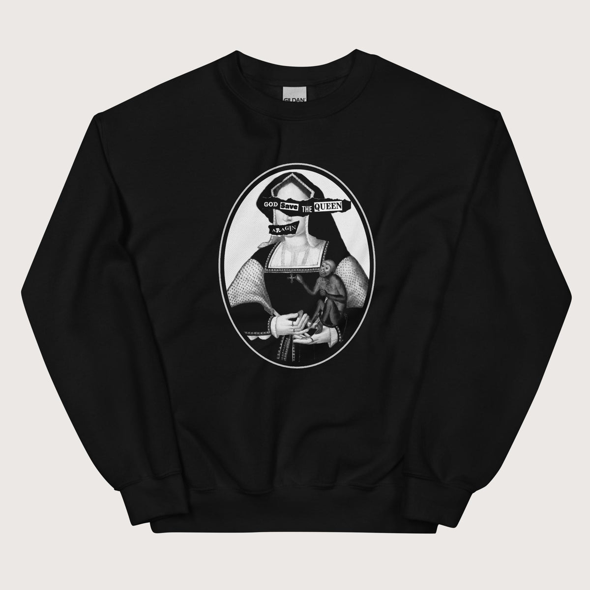 Black God Save the Queen Katherine of Aragon Sweatshirt - history buff gift by HistoHead