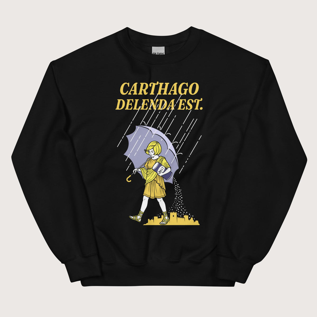 Black Carthago Delenda Est Salt Girl Sweatshirt - history buff gift by HistoHead