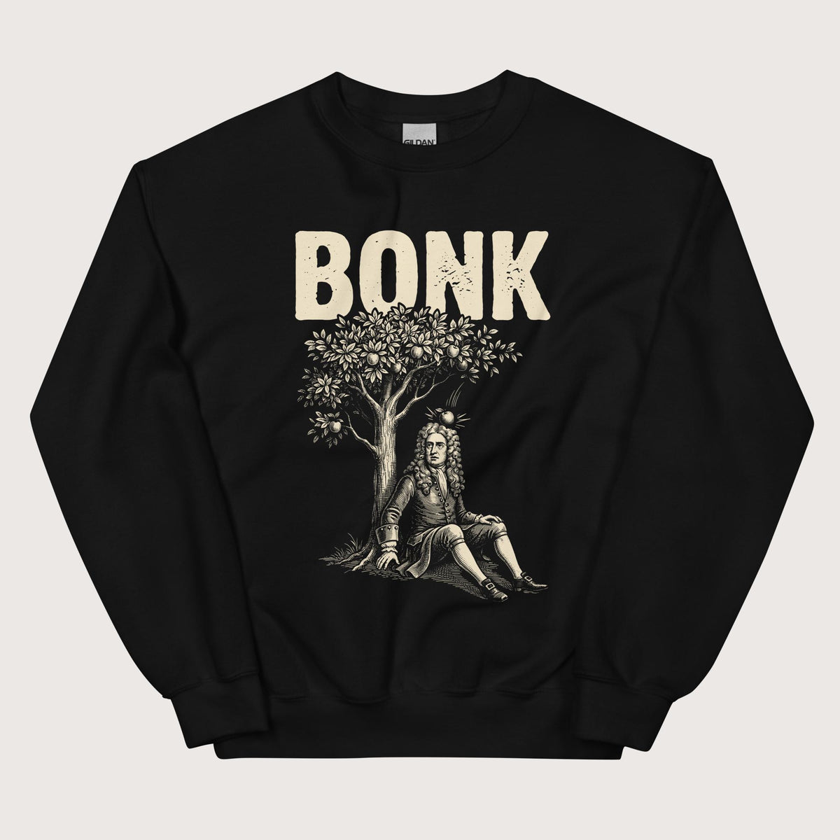 Black Newton Bonk Sweatshirt - history buff gift by HistoHead