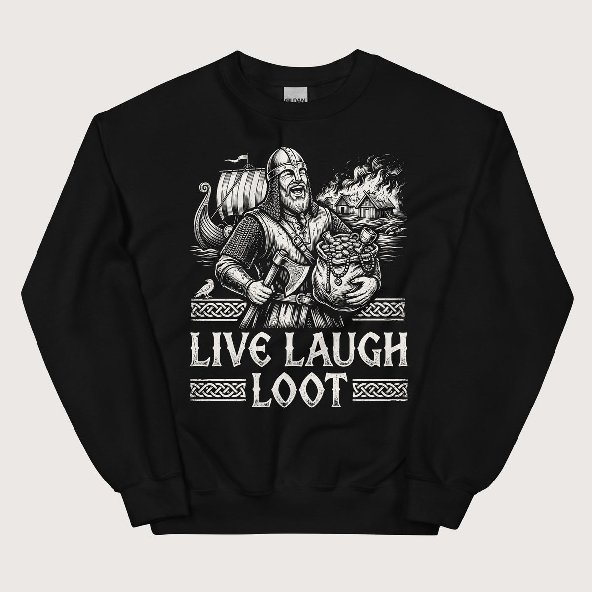 Black Live Laugh Loot Sweatshirt - history buff gift by HistoHead