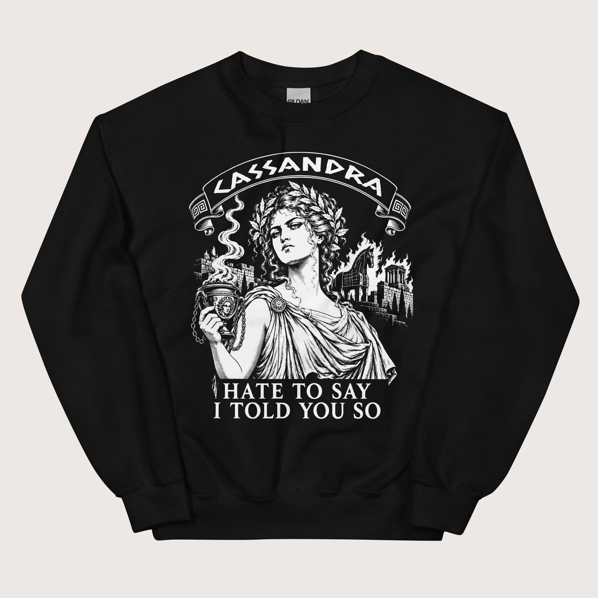 Black Cassandra Hate to Say I Told You So Sweatshirt - history buff gift by HistoHead